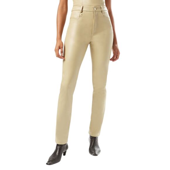 WeWoreWhat Vegan Leather Kick Flare Pants Oat 28 MSRP $128 Street Style Chic - Picture 1 of 12